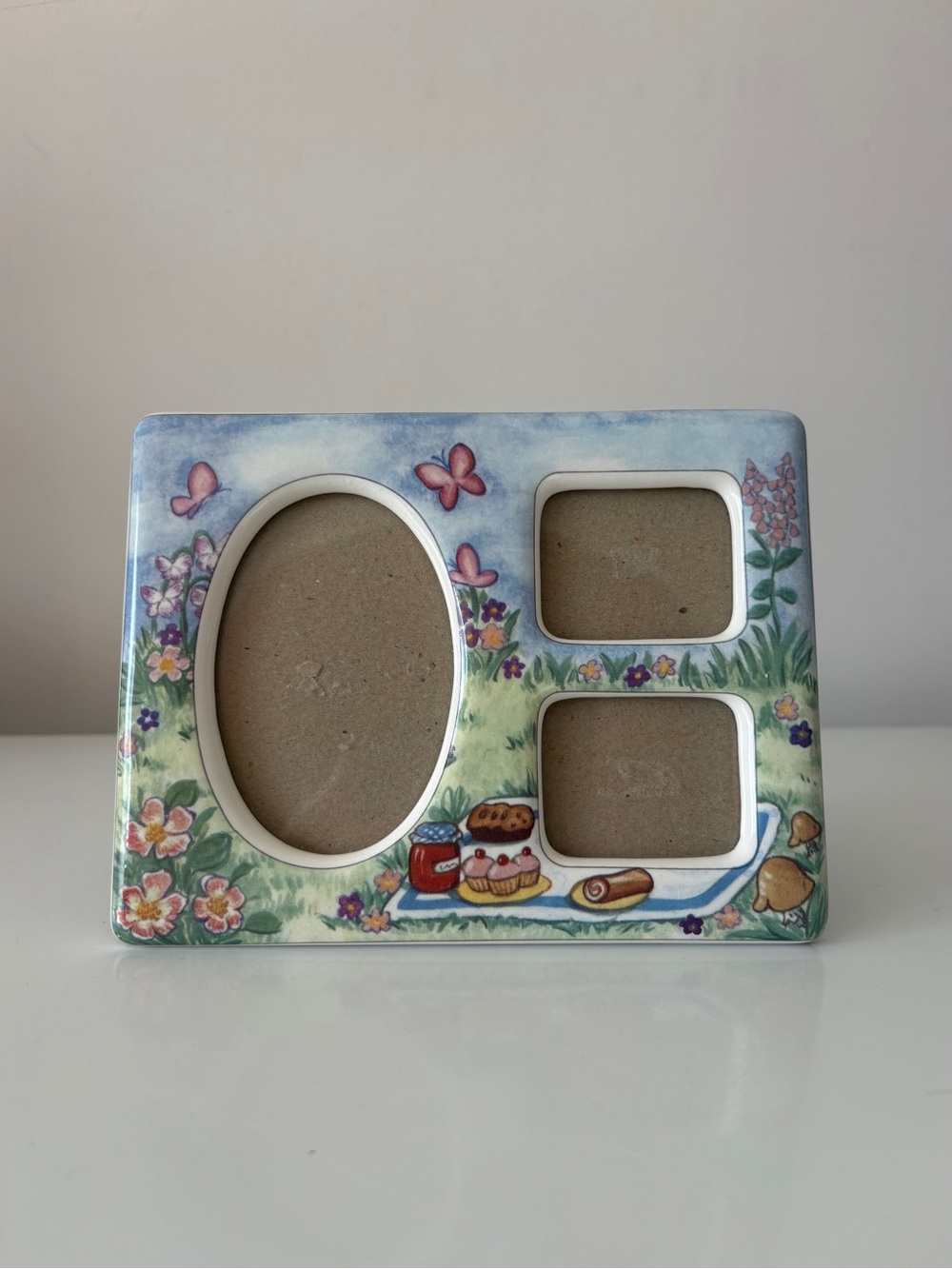 Vintage Ceramic Picnic Theme Multi Window Photo Frame Vintage Hudson Bay  90s